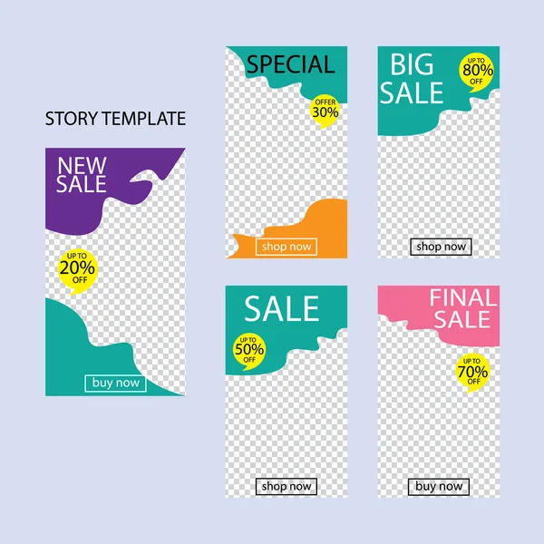 Sosyal ağlar için beş soyut vektör pankartı seti. ağ için modern şablon tasarımı.