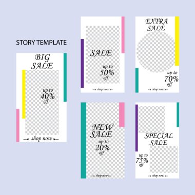 Sosyal ağlar için beş soyut vektör pankartı seti. ağ için modern şablon tasarımı.