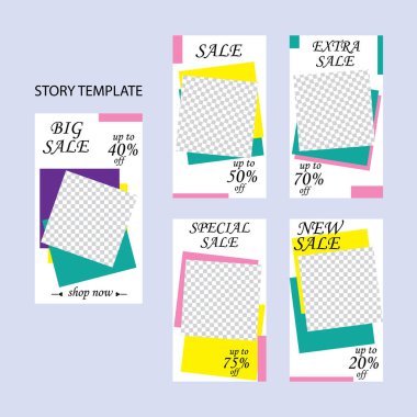 Sosyal ağlar için beş soyut vektör pankartı seti. ağ için modern şablon tasarımı.