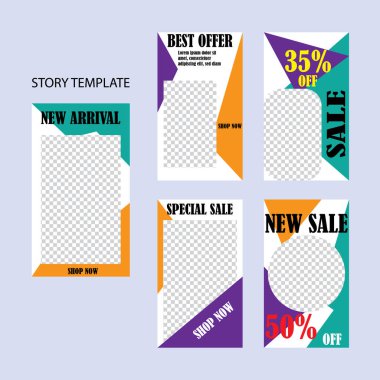 Sosyal ağlar için beş soyut vektör pankartı seti. ağ için modern şablon tasarımı.