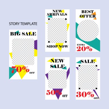 Sosyal ağlar için beş soyut vektör pankartı seti. ağ için modern şablon tasarımı.