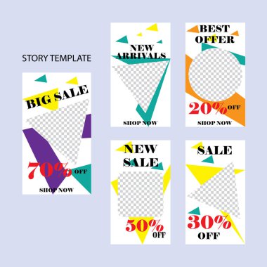 Sosyal ağlar için beş soyut vektör pankartı seti. ağ için modern şablon tasarımı.