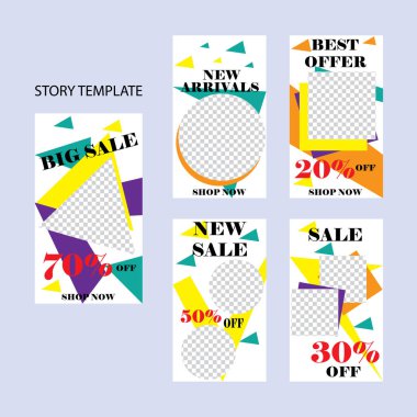 Sosyal ağlar için beş soyut vektör pankartı seti. ağ için modern şablon tasarımı.