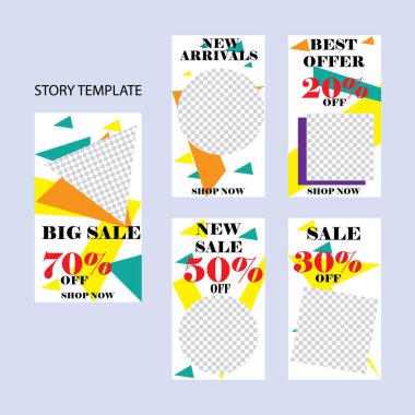 Sosyal ağlar için beş soyut vektör pankartı seti. ağ için modern şablon tasarımı.