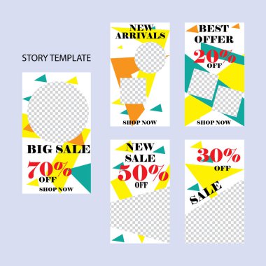 Sosyal ağlar için beş soyut vektör pankartı seti. ağ için modern şablon tasarımı.