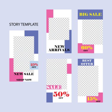 Sosyal ağlar için beş soyut vektör pankartı seti. ağ için modern şablon tasarımı.