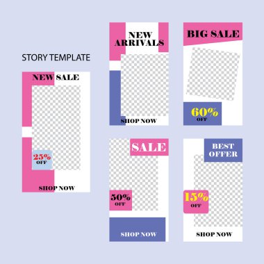 Sosyal ağlar için beş soyut vektör pankartı seti. ağ için modern şablon tasarımı.