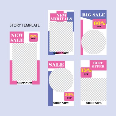 Sosyal ağlar için beş soyut vektör pankartı seti. ağ için modern şablon tasarımı.