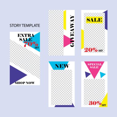 Sosyal ağlar için beş soyut vektör pankartı seti. ağ için modern şablon tasarımı.