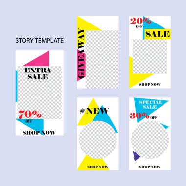 Sosyal ağlar için beş soyut vektör pankartı seti. ağ için modern şablon tasarımı.