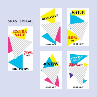 Sosyal ağlar için beş soyut vektör pankartı seti. ağ için modern şablon tasarımı.