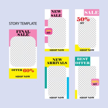 Sosyal ağlar için beş soyut vektör pankartı seti. ağ için modern şablon tasarımı.