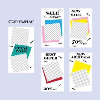 Sosyal ağlar için beş soyut vektör pankartı seti. ağ için modern şablon tasarımı.