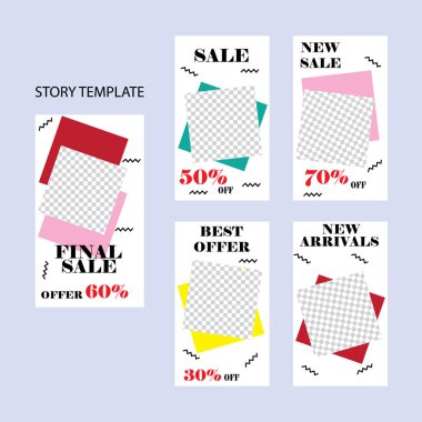 Sosyal ağlar için beş soyut vektör pankartı seti. ağ için modern şablon tasarımı.