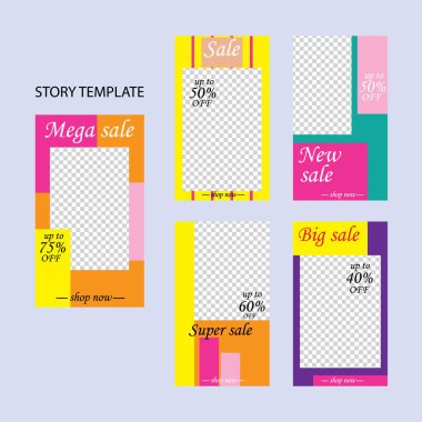 Sosyal ağlar için beş soyut vektör pankartı seti. ağ için modern şablon tasarımı.