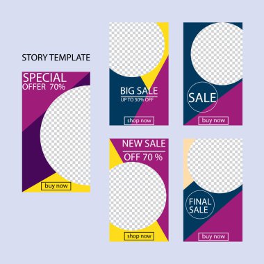 Sosyal ağlar için beş soyut vektör pankartı seti. ağ için modern şablon tasarımı.