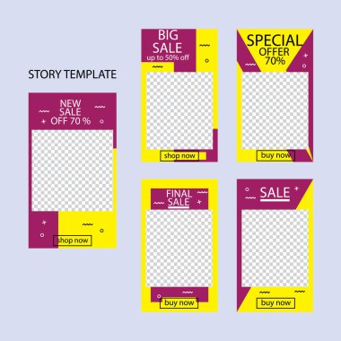 Sosyal ağlar için beş soyut vektör pankartı seti. ağ için modern şablon tasarımı.