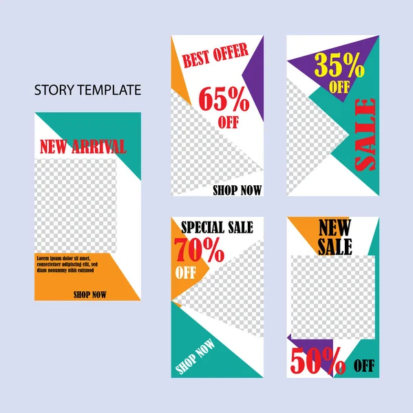 Set Five Abstract Vector Banners Social Networks Stories Modern Template — Stock Vector