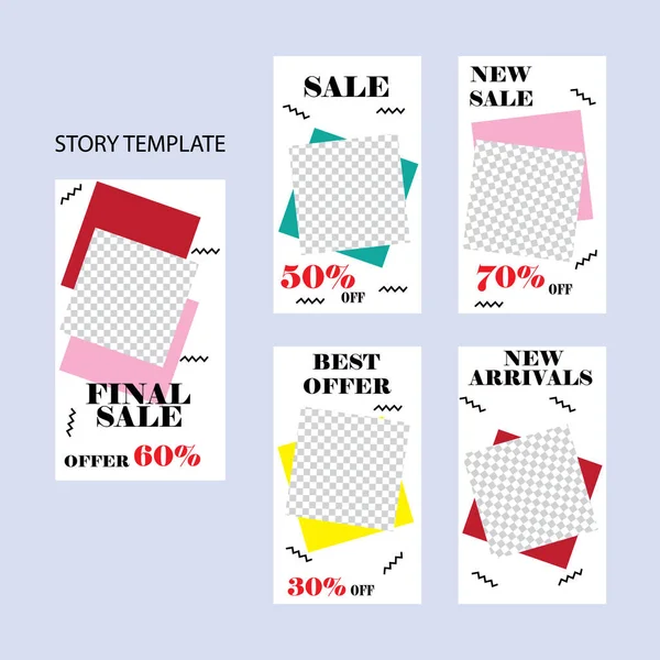 Sosyal ağlar için beş soyut vektör pankartı seti. ağ için modern şablon tasarımı.