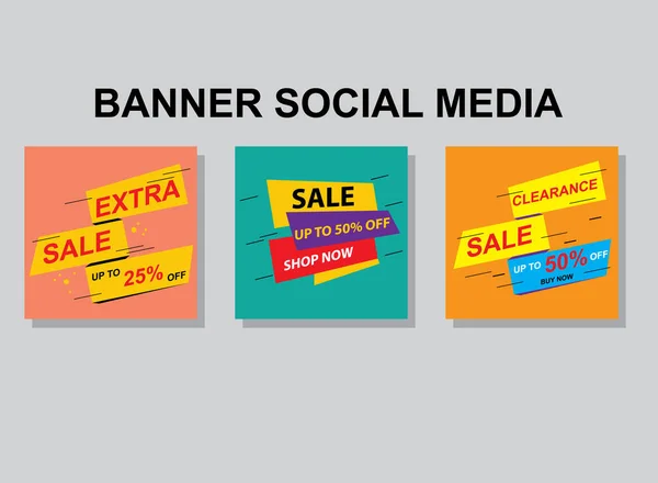 Set Banner Social Media Post Design — Stock Vector