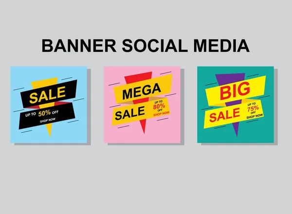 Establecer Banner Social Media Post Diseño — Archivo Imágenes Vectoriales