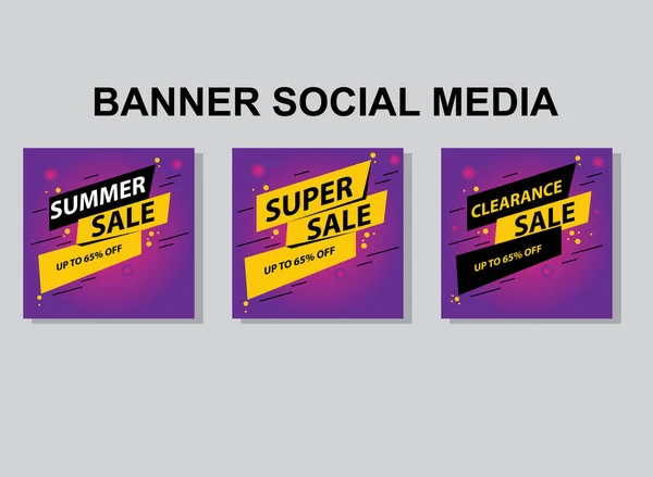 Establecer Banner Social Media Post Diseño — Vector de stock