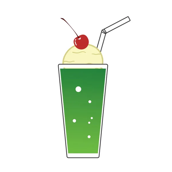 Illustration Melon Soda Float Équitation Cerises — Image vectorielle