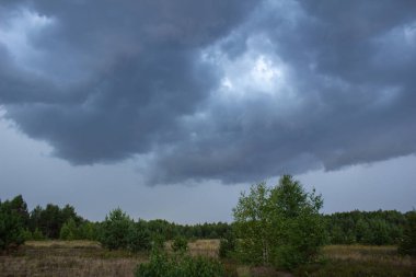 Tarlanın üzerinde fırtınalı bir gökyüzü