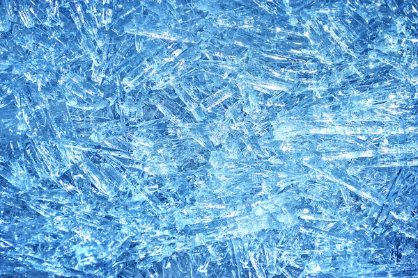 Modré Krystaly Ledu Jehlové Krystaly Ledu Jaře — Stock fotografie