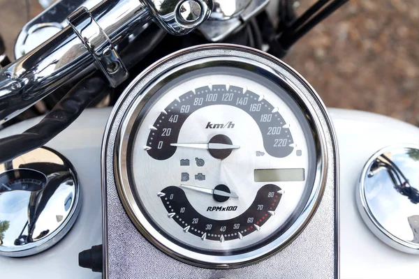 Motorrad Retro Tacho Motorraddetail Mit Benzintank Und Tacho Chrom Motorrad — Stockfoto
