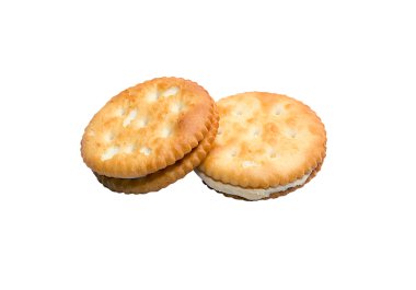 Kremalı Sandviç Bisküvi. Beyaz zemin üzerine izole 