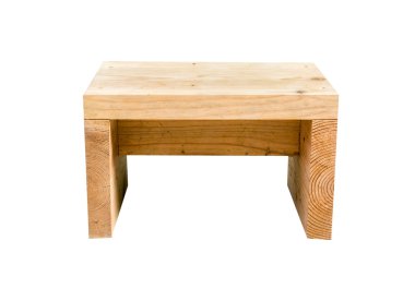 Ahşap tabure. Kopya alanı ile beyaz arka plan üzerinde izole