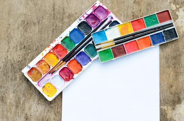 Gebruikte aquarel paintbox — Stockfoto