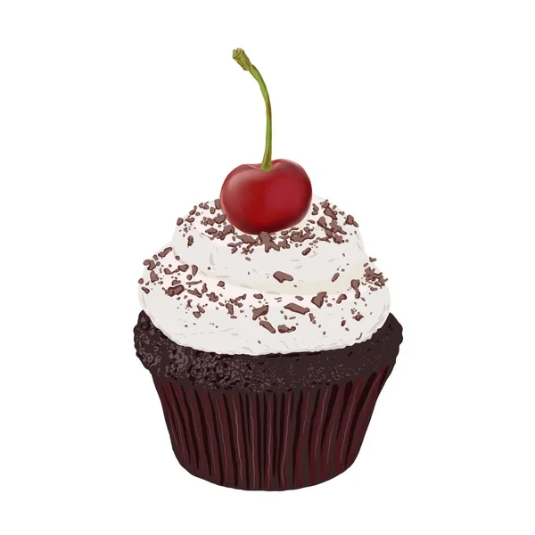 Illustration Cake Chocolate Cherry Stock Photo