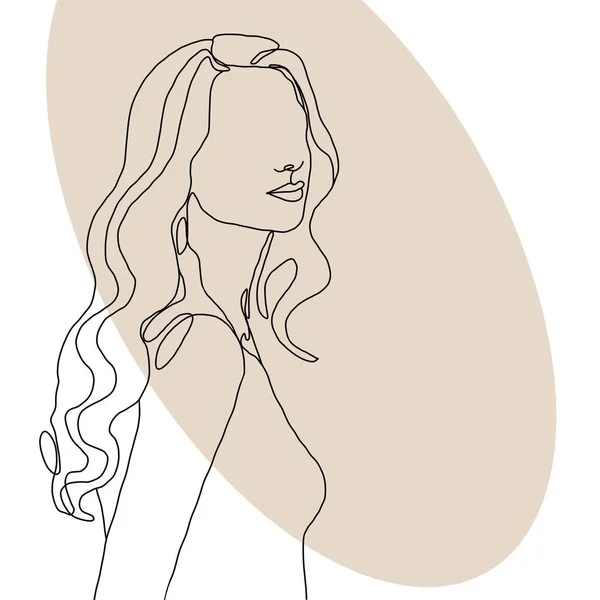 Illustration Portrait Belle Femme Une Ligne — Photo