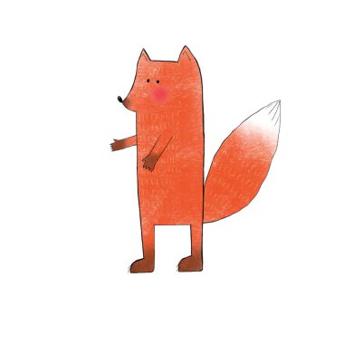 Pastel kızıl tilkinin altında beyaz arka planda resmedilmiş 