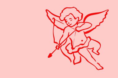 Sanat & İllüstrasyon Sevgililer Günü Aşıkları ve melekler, vektör illüstrasyon, aşk ve romantik pankart tasarımı