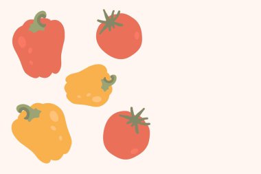 Sanat & Resimleri Taze Kırmızı ve Sarı Biberli Domates Gıda Afişi