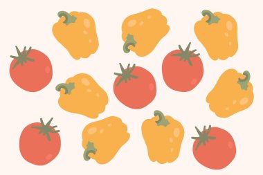 Sağlıklı Gıda Afişi ve Etiketleri için Sanat & Çizimi Sebze Karışık Vektör İllüstrasyonu