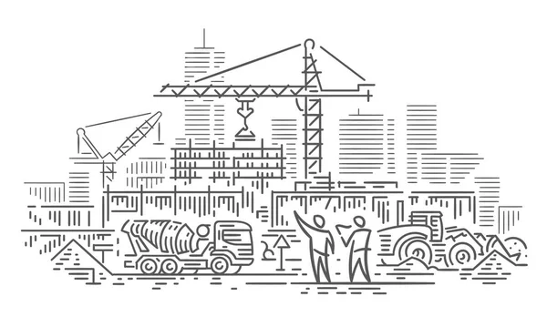 建設現場線のスケッチ ベクトル — ストックベクタ