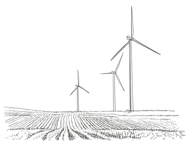 Windturbines Landschap Illustratie Vector — Stockvector