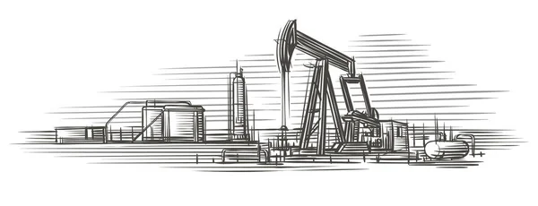 Illustrazione Vettoriale Isolata Estrazione Dell Olio — Vettoriale Stock