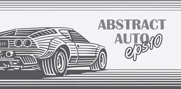 80 'lerin arabasının soyut retro tarzı tasviri. Otomotiv tarzı retro kart / broşür / reklam afişi şablonu. Vektör, katman, metin özeti, ve sadece önizleme için.