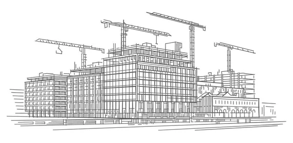 Лінія Будівельного Майданчика Ескіз Намальований Вручну Вектор — стоковий вектор