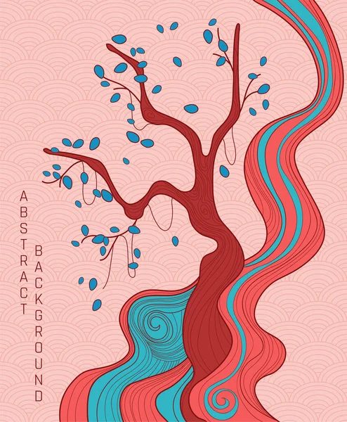 Fond Abstrait Vectoriel Avec Motif Japonais Simple Arbre Sakura Stylisé — Image vectorielle