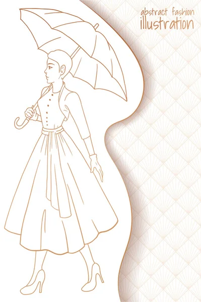 Абстрактна Модна Ілюстрація Жінка Парасолькою — стоковий вектор