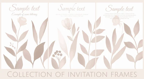 Collection Invitation Templates Simple Branches Vector — Stock Vector