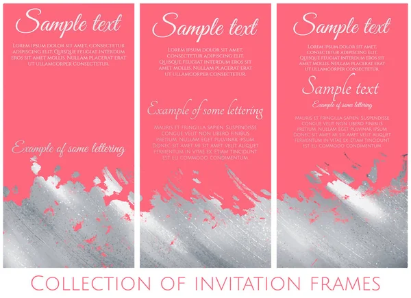 Vector Invitation Templates Set Metal Texture — Stock Vector