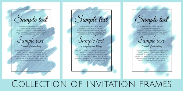 Collection Invitation Frames Bluer Texture — Stock Vector
