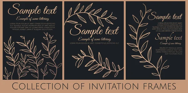 Collection Invitation Templates Simple Branches Vector — Stock Vector